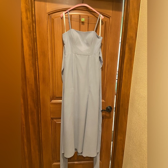 Azazie ‘Cosette’ Bridesmaids Dress Dusty Blue Chiffon - Picture 5 of 10
